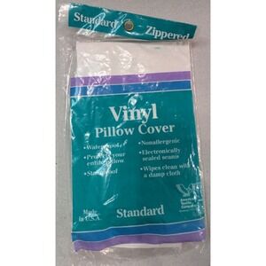 American Textile Co Vinyl Pillow Cover Standard White New Waterproof Zippered